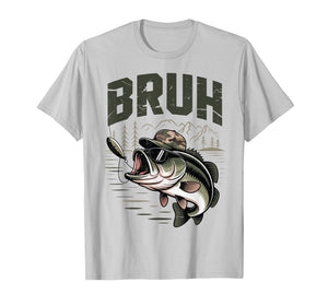 Youth Bruh Fishing Camo Bass Fish Funny Fisherman Gift Men T-Shirt