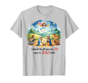 Celebrate Jesus Birth Christmas Nativity Jesus in The Manger T-Shirt
