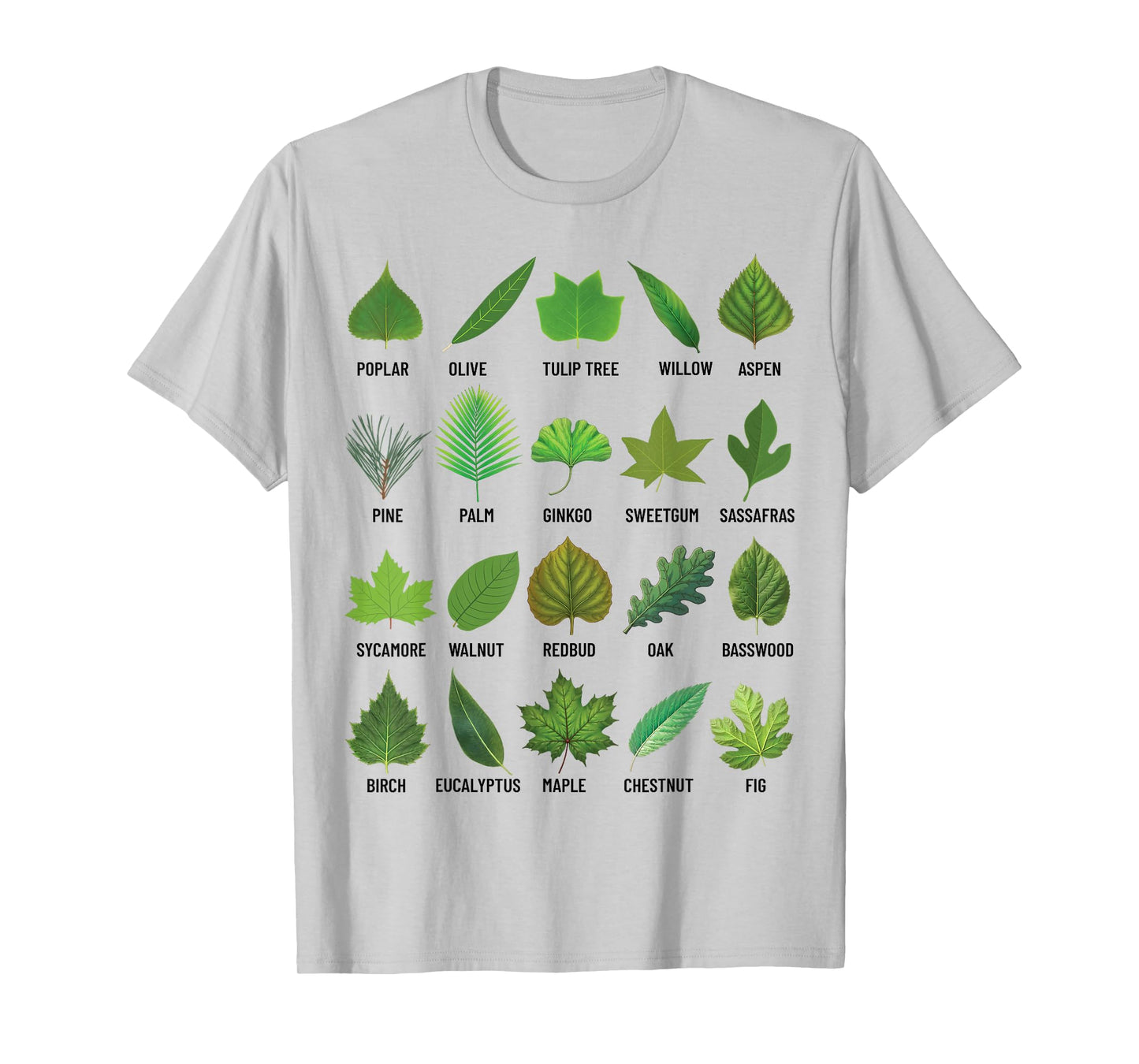 Types of Tree Leaves Biology Nature Educational T-Shirt