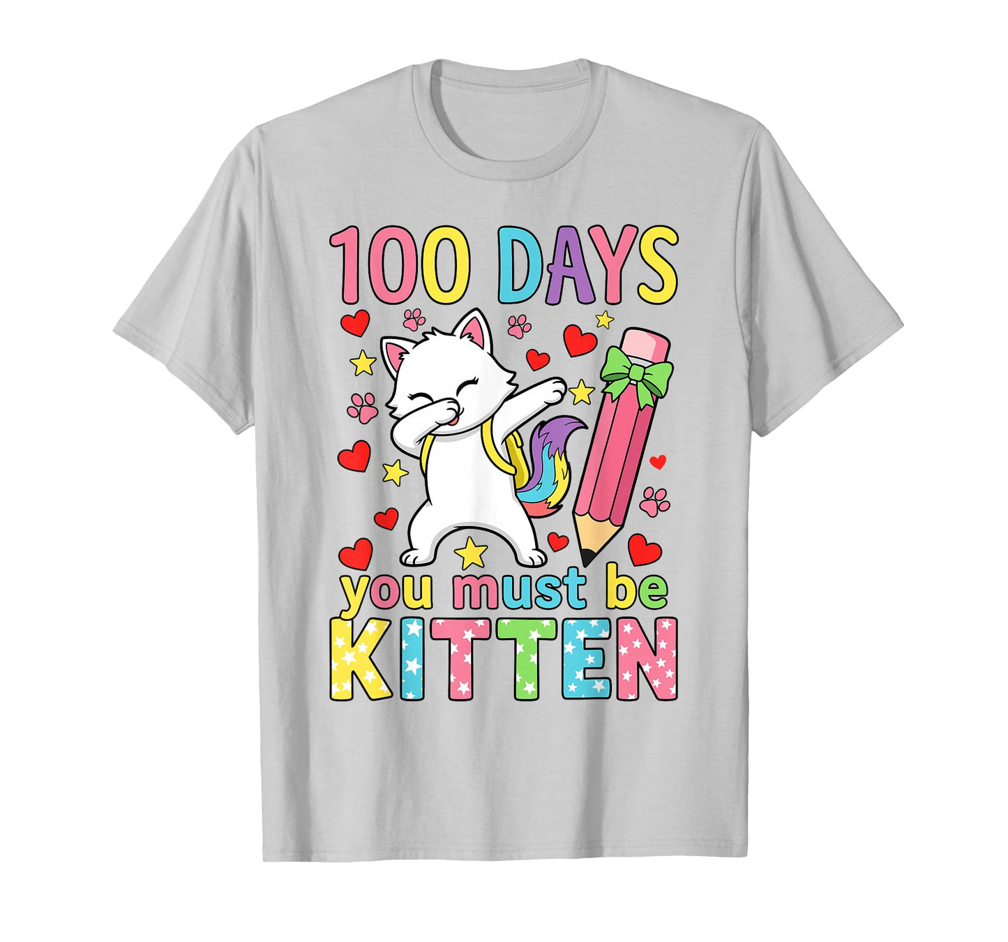 Girls 100 Days of School Cat 100th Days of School Kids Girls T-Shirt