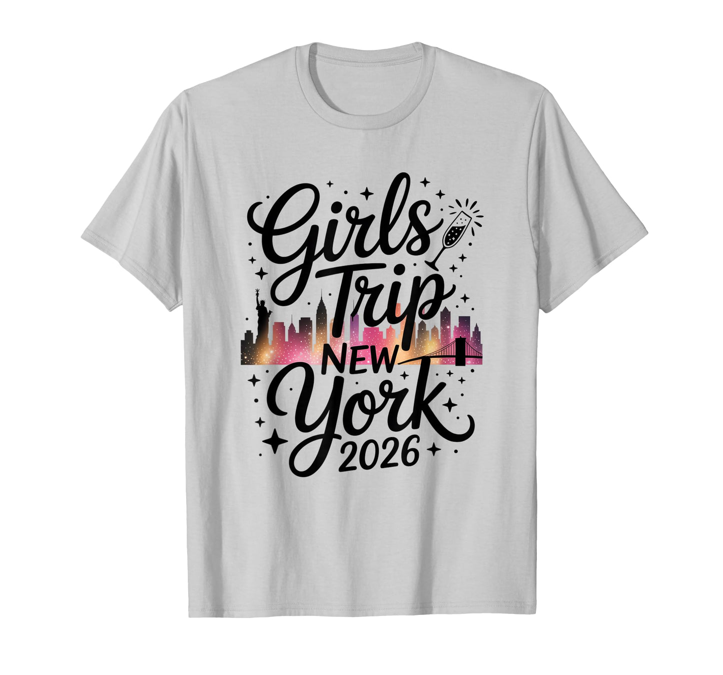 Girls Trip New York 2026 City Skyline Travel Crew T-Shirt