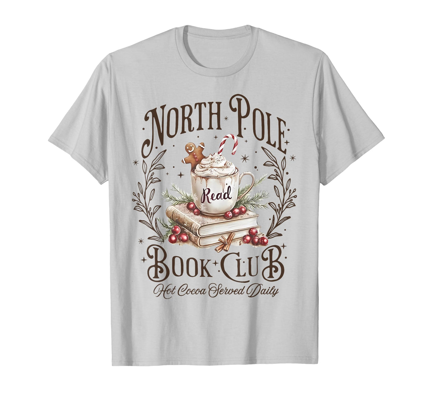 North Pole Readers Club Bookish Xmas Santa Book Reading T-Shirt