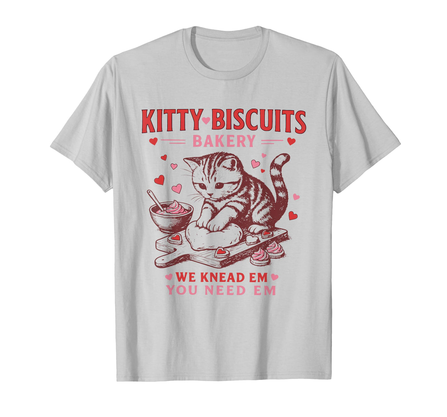 Kitty Biscuits Bakery Cat Lover Valentines Cat Baking Cookie T-Shirt