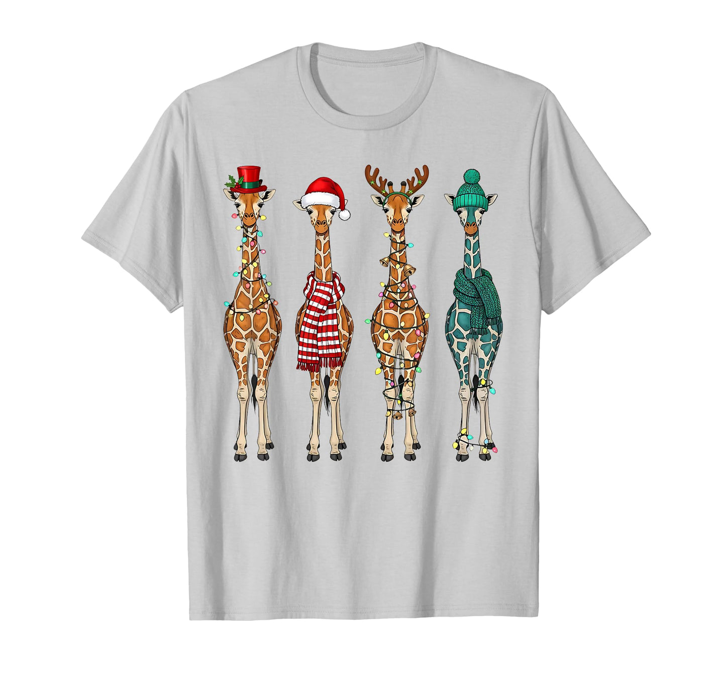 Cute Christmas Giraffe Funny Animal Lover Gift Kids Toddlers T-Shirt