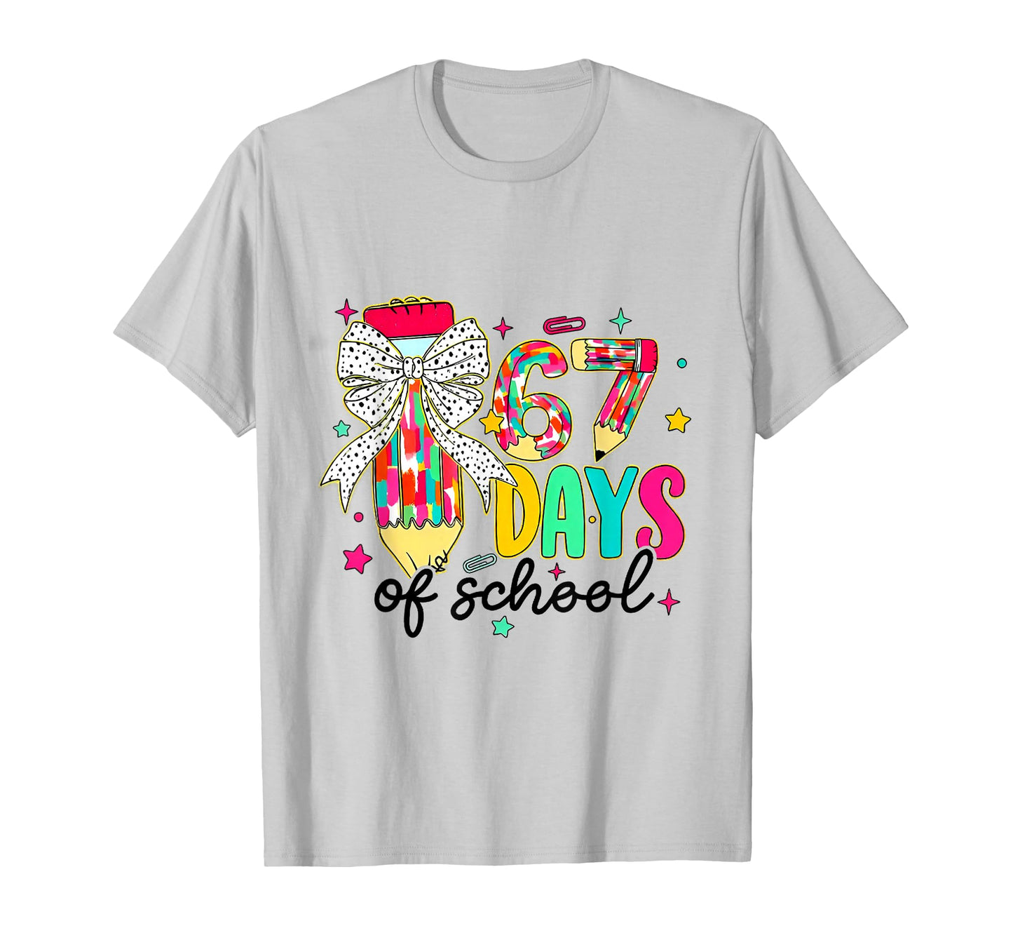 67 Days of School Pencil Coquette Teacher Student T-Shirt