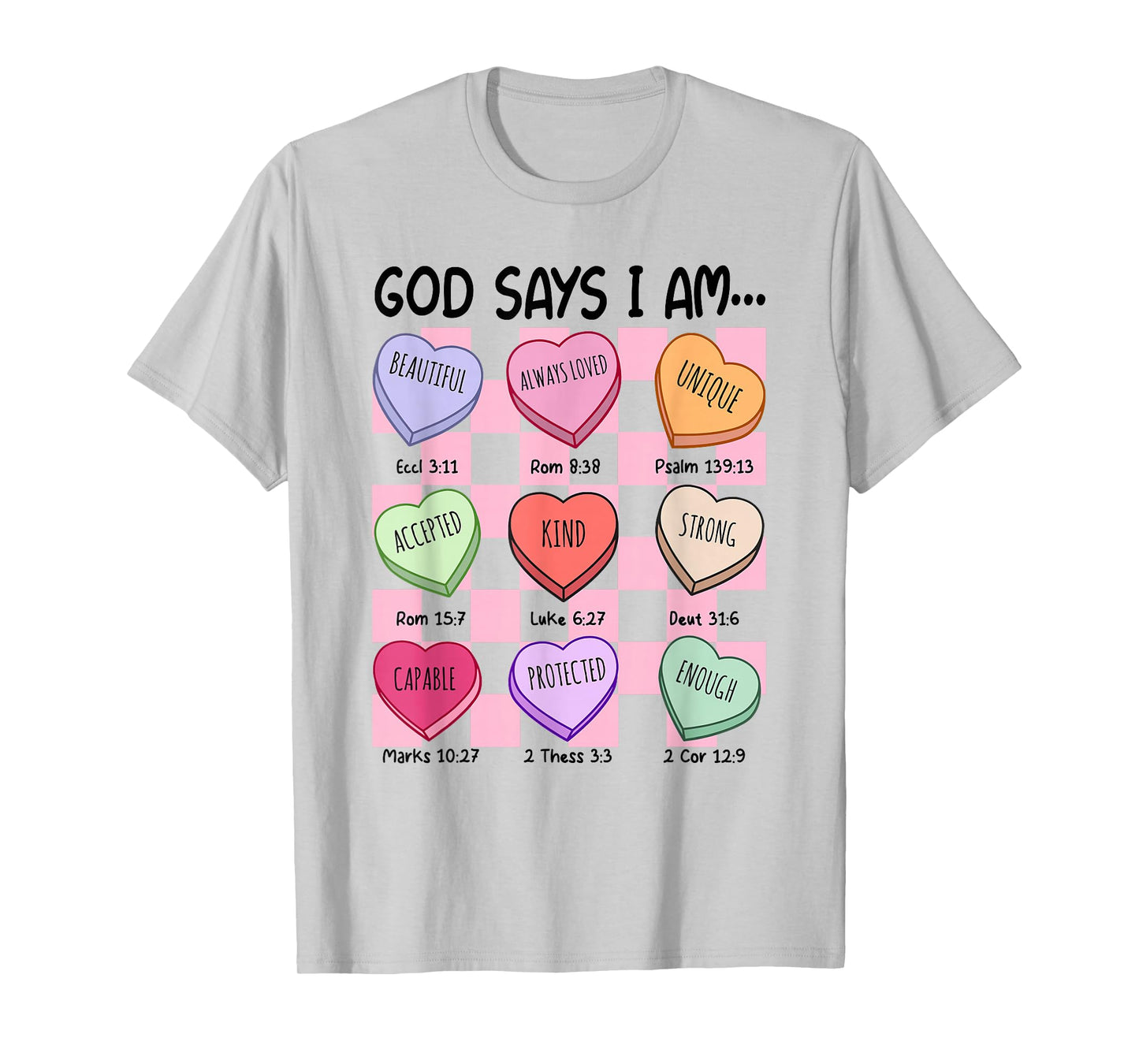 God Says I Am Toddler Kid Girls Valentine Hearts Bible Verse T-Shirt