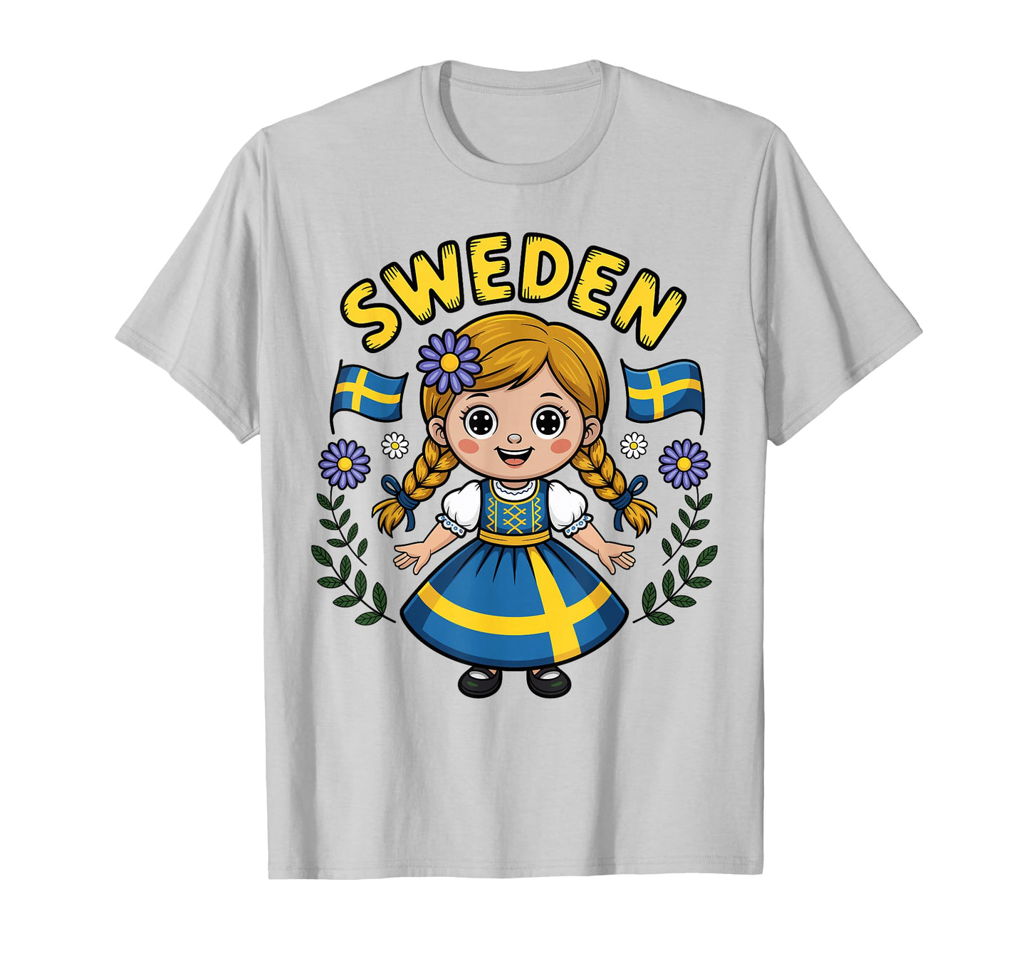 Cute Swedish Girl in Traditional Folk Dress for Kids T-Shirt