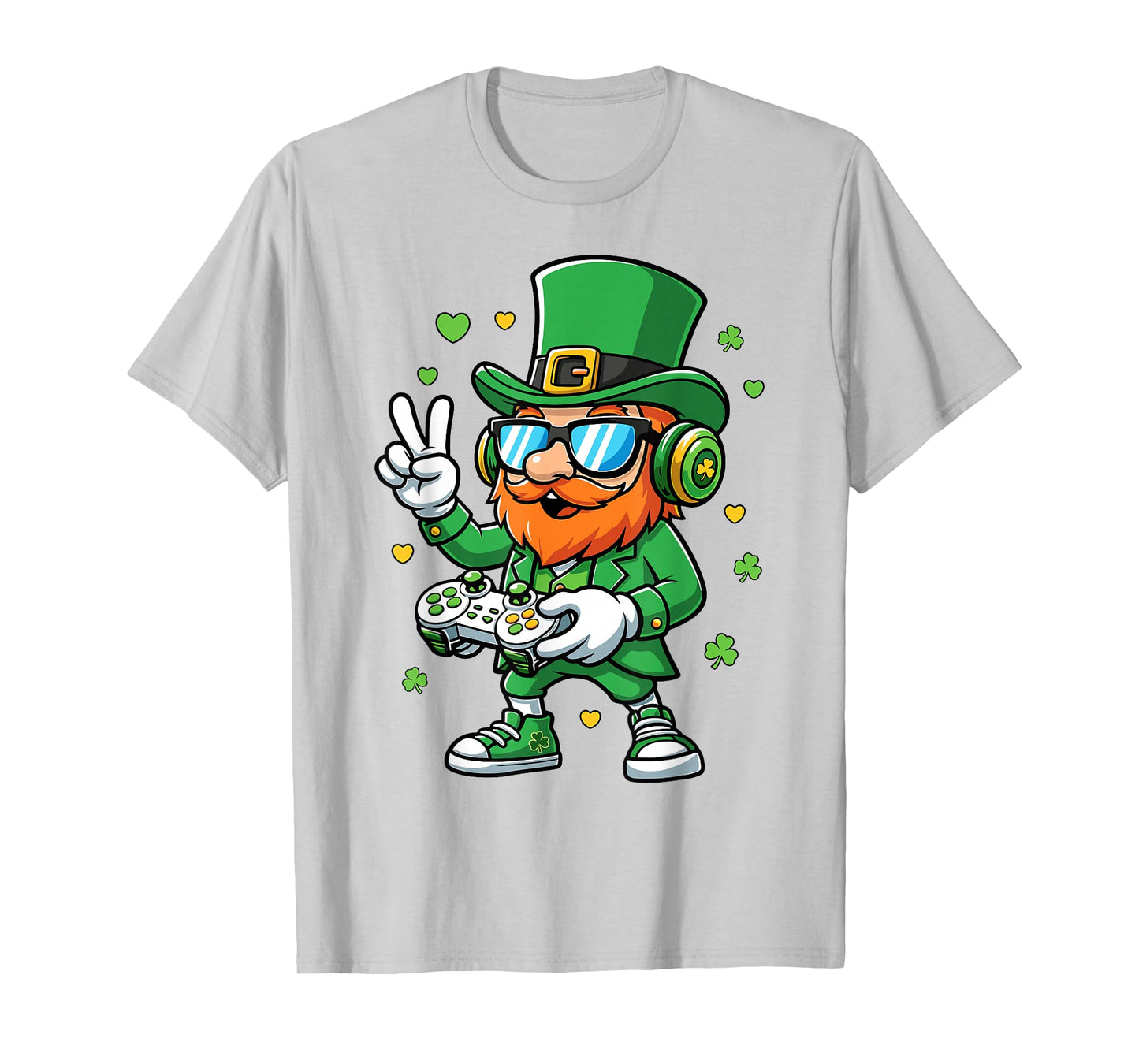 St Patricks Day Gamer Leprechaun Playing Video Game Kid Boys T-Shirt