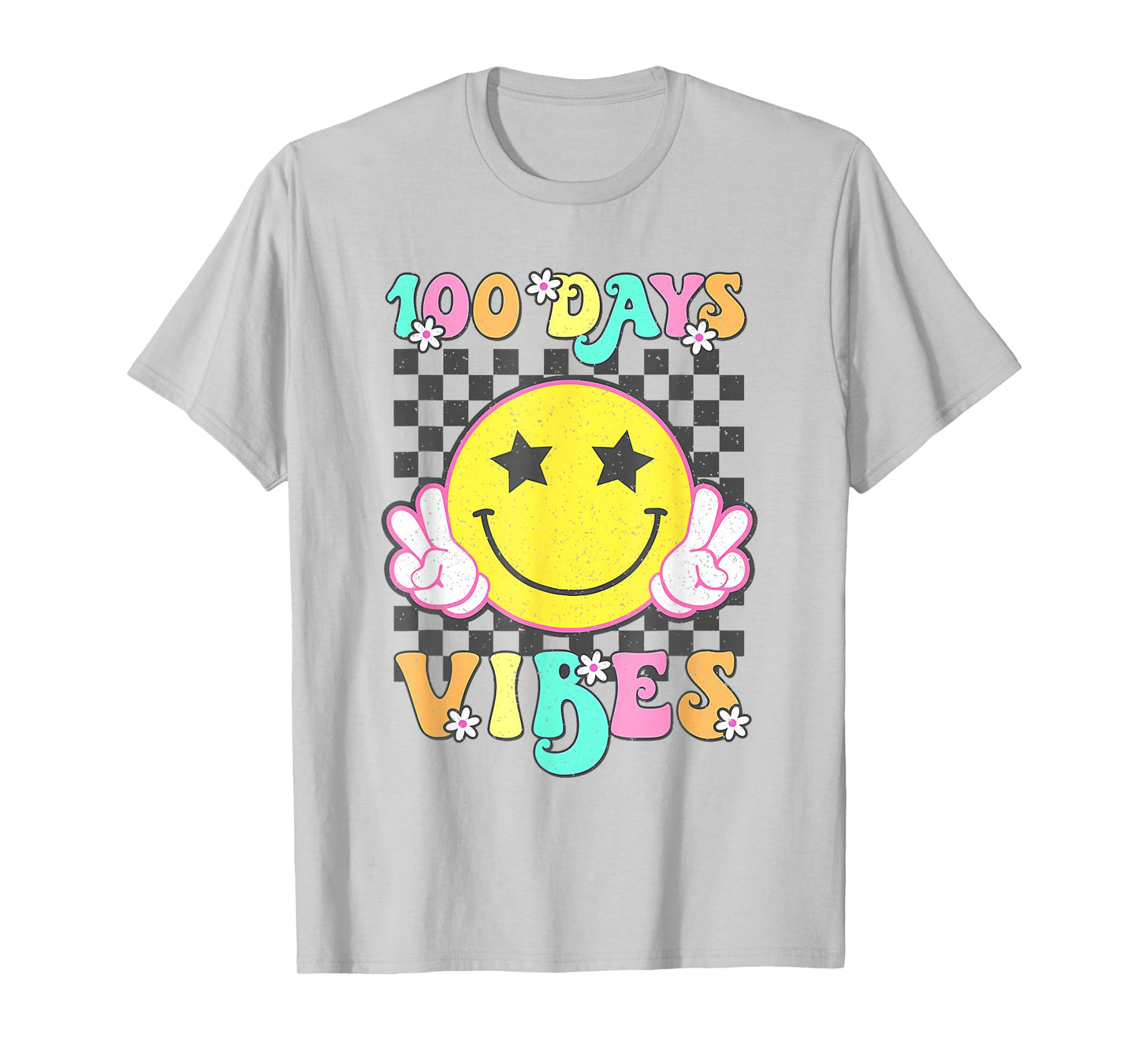 Cute 100 Days Vibes Smile Face 100 Days of School Teens Girl T-Shirt
