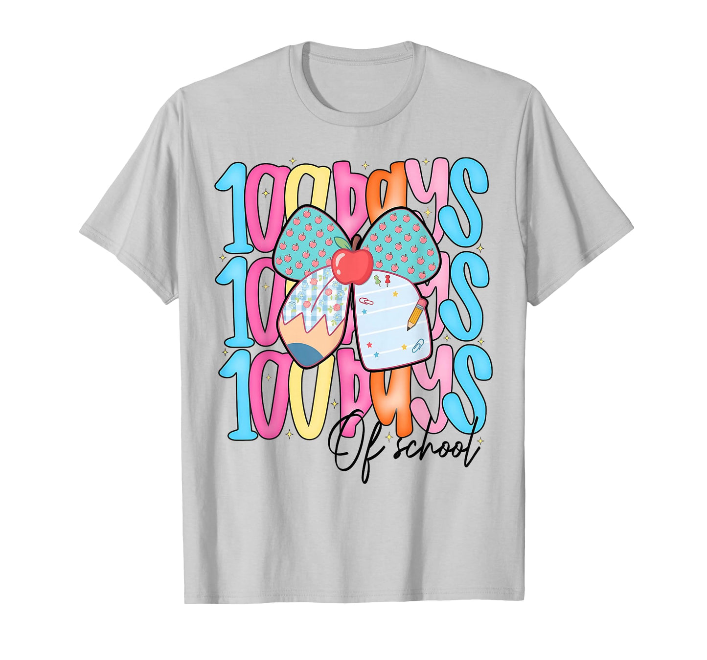 100 Days of School Coquette Pencil Bow Girl Women Teacher T-Shirt