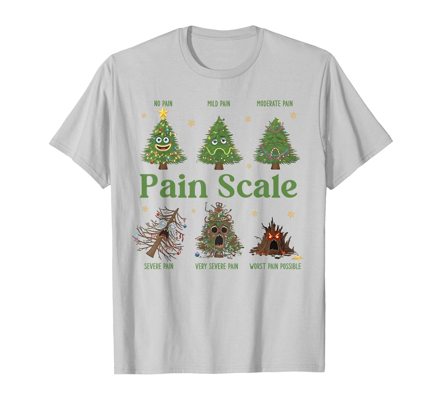 Pain Scale Christmas Funny Tree Xmas Nurse Holiday T-Shirt