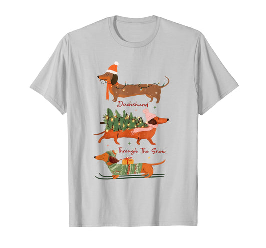 Dachshund Through The Snow Merry Christmas Dachshund Dog T-Shirt