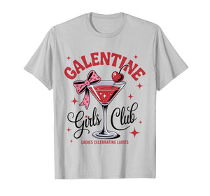 Happy Galentine Girls Club Cocktail Coquette Bow Valentine T-Shirt