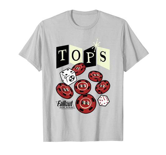 Fallout Tops Casino New Vegas Chips and Dice Video Game T-Shirt