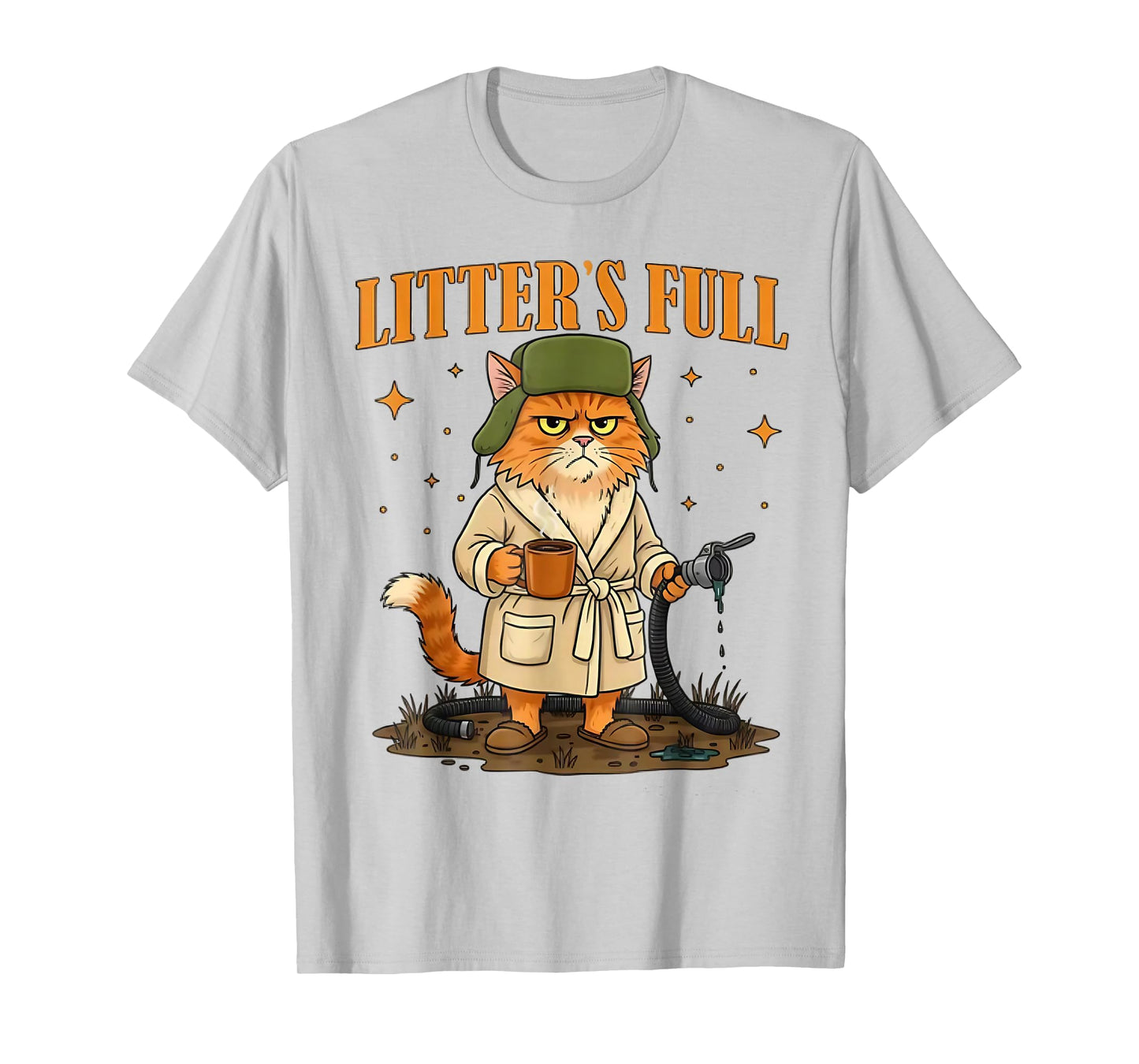 Vintage Litter's Full Cat Funny Cat Christmas Humor Saying T-Shirt
