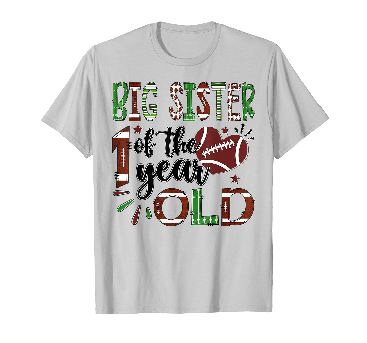 Big Sister of The 1 Year Old Football 1st Birthday Boy T-Shirt