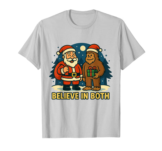 Bigfoot Santa Believe Funny Christmas Holiday Retro for Men T-Shirt
