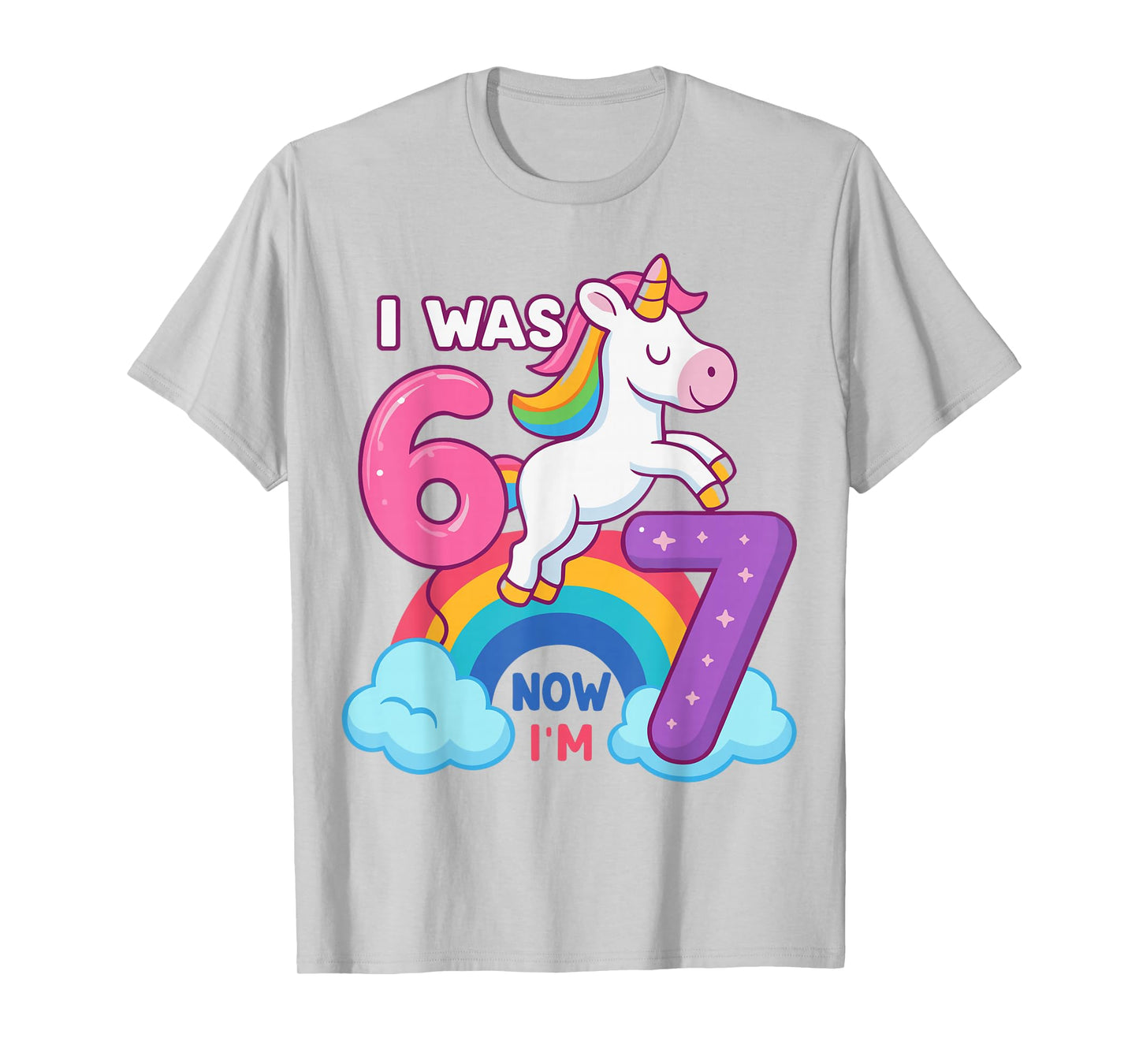 I was 6 Now I'm 7 Unicorn 7th Birthday Girl Party T-Shirt