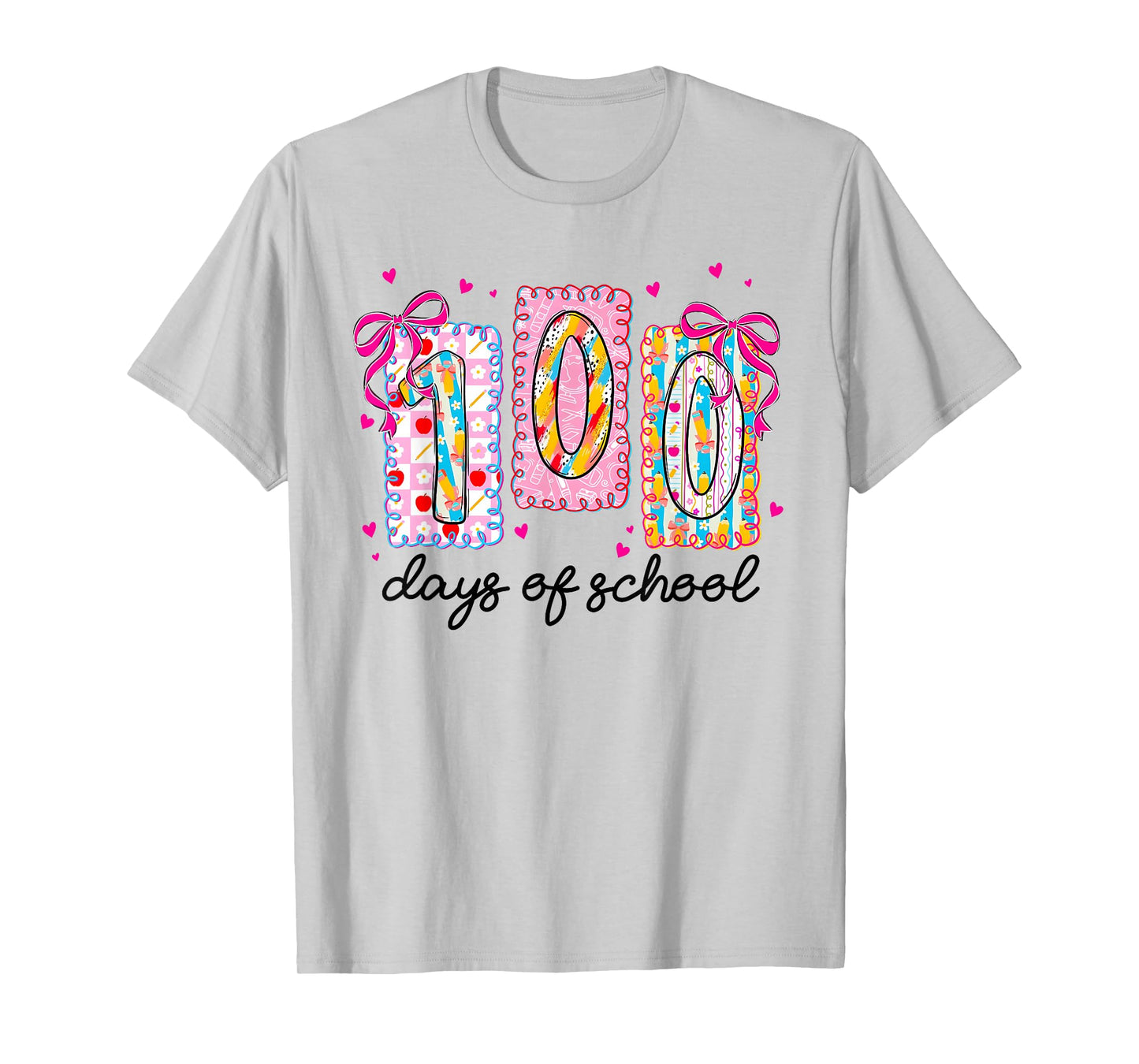 Preppy 100 Days of School Coquette Bow 100th Day of School T-Shirt