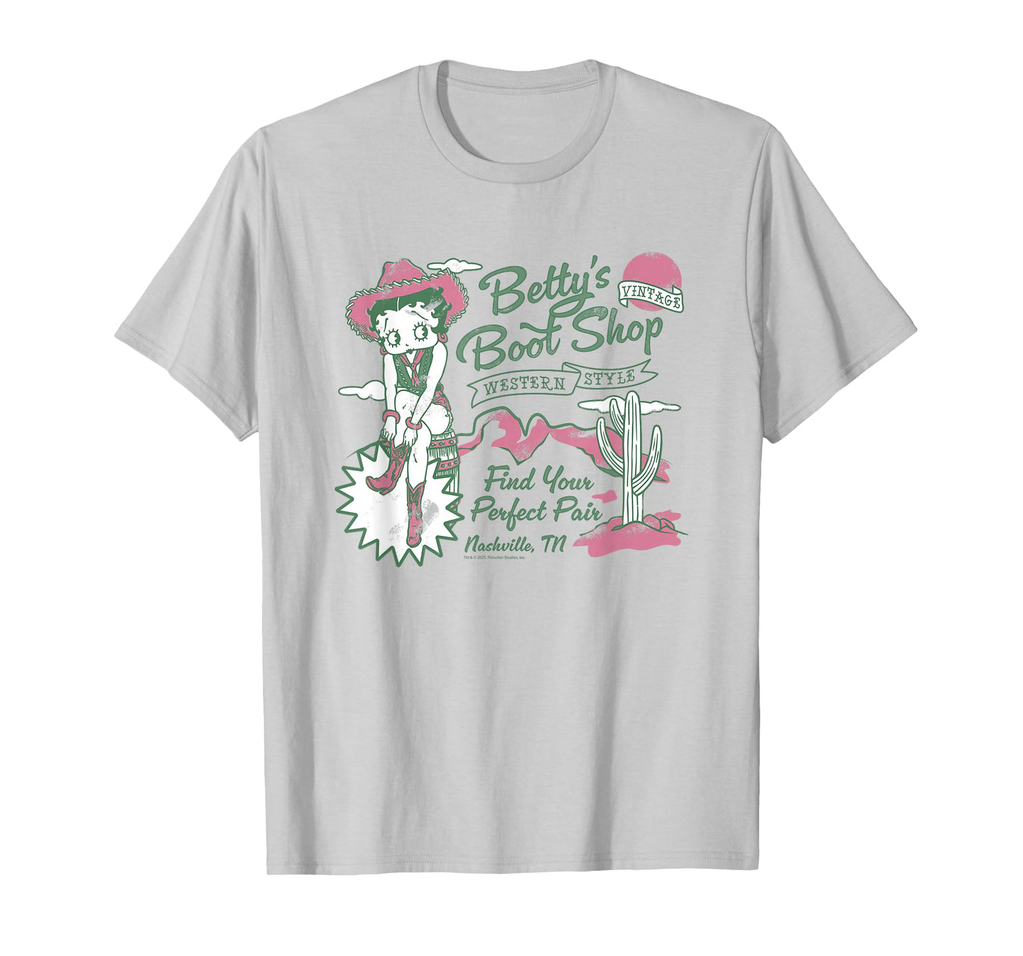 Betty Boop Nashville Western Boot Shop Retro T-Shirt