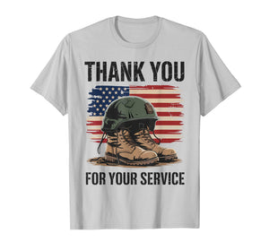 Patriotic American Flag Thank You Veterans Men Women Kids T-Shirt