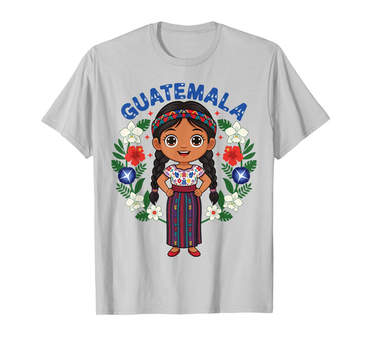 Guatemala Guatemalan Girl Traditional Dress Flowers Heritage T-Shirt