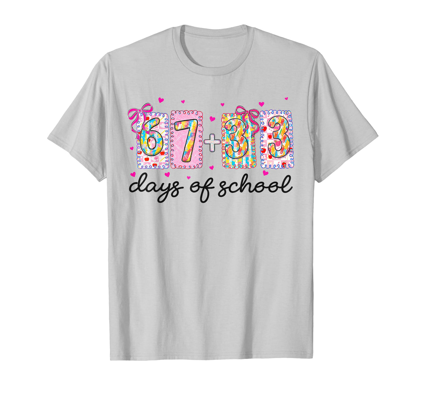 Preppy 67+33 Days of School Coquette Bow 100 Days Kid T-Shirt