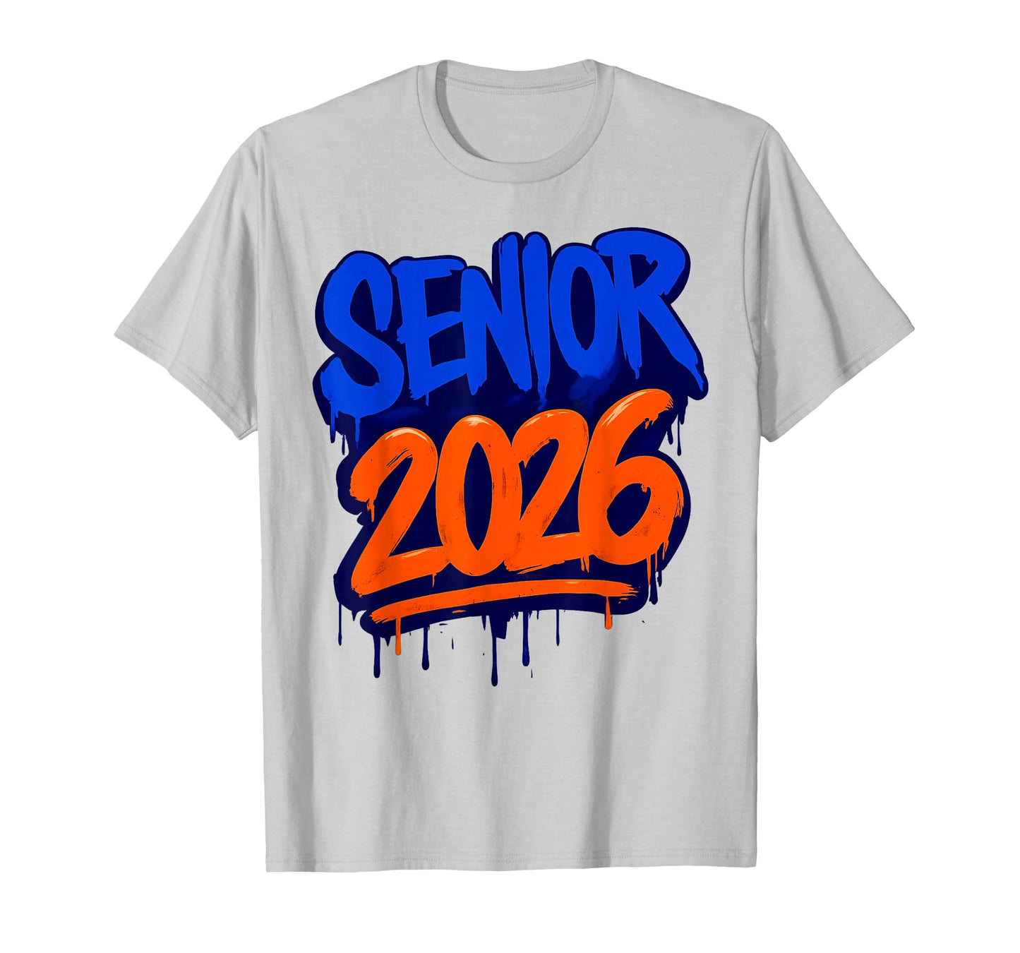 Funny Senior 2026 Orange and Blue Graduation Drip Teacher T-Shirt