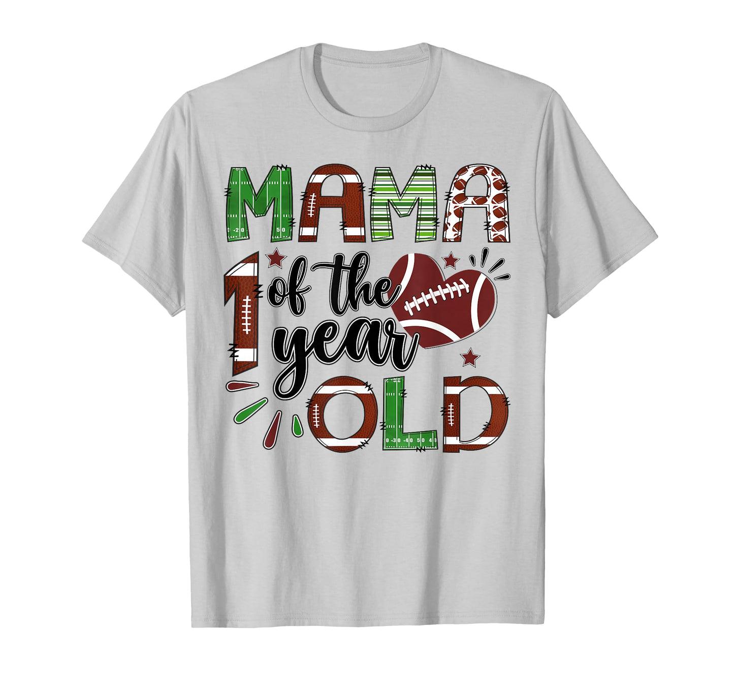 Mama of The 1 Year Old Football 1st Birthday Boy Matching T-Shirt