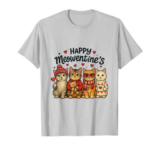 Cute Happy Meowentines Valentine Cats Love Men Women T-Shirt