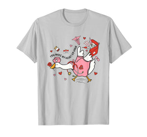 Women Valentine Silly Goose Romantic Yapping School Nurses T-Shirt