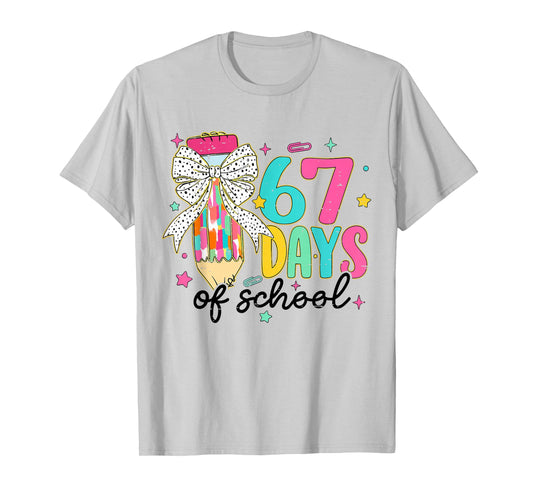 I Survived 67 Days of School Teacher Pencil Six Seven Meme T-Shirt