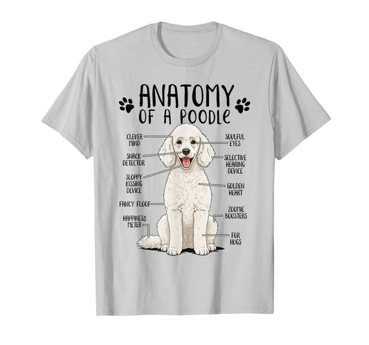 Funny Anatomy Poodle Dog Standard Poodle Owner White Poodle T-Shirt