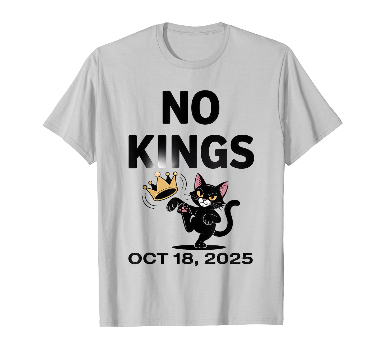 Black Cat No Kings October 18 No Kings Day T-Shirt