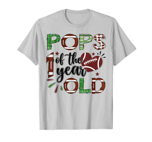 Pops of The 1 Year Old Football 1st Birthday Boy Matching T-Shirt