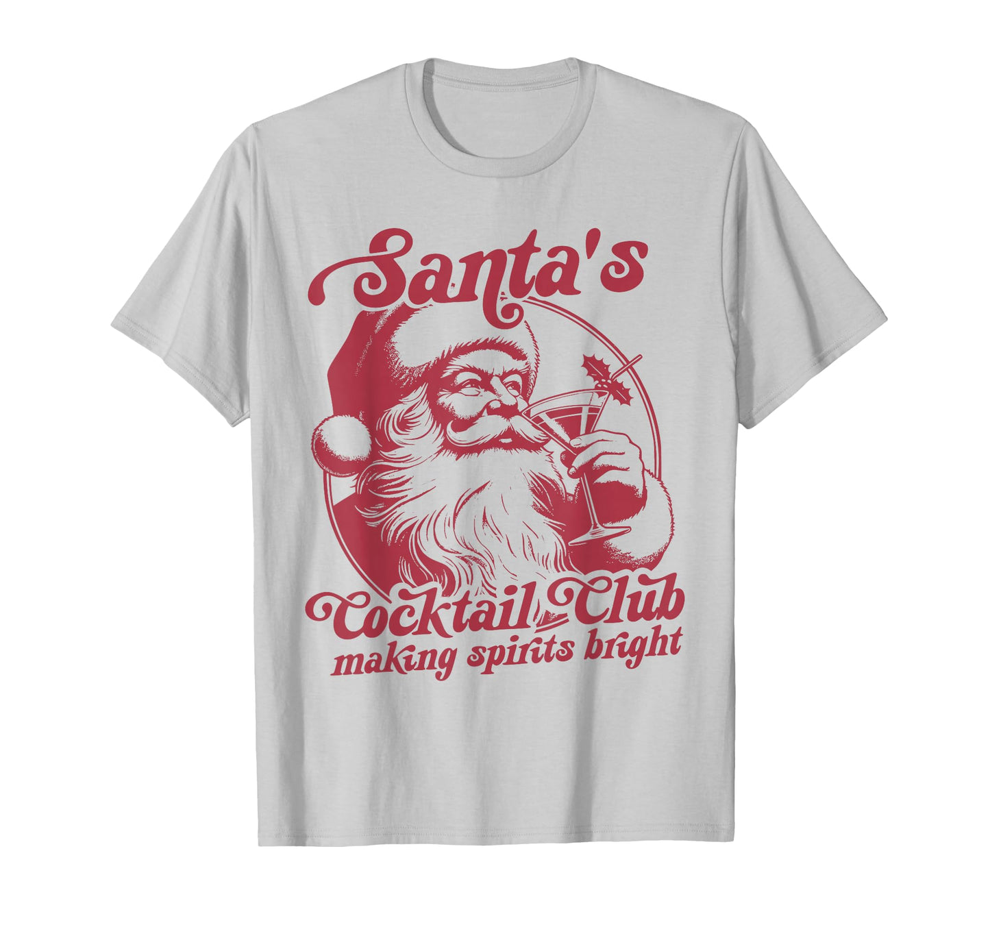 Vintage Retro Santa's Cocktail Club Festive Holiday Season T-Shirt