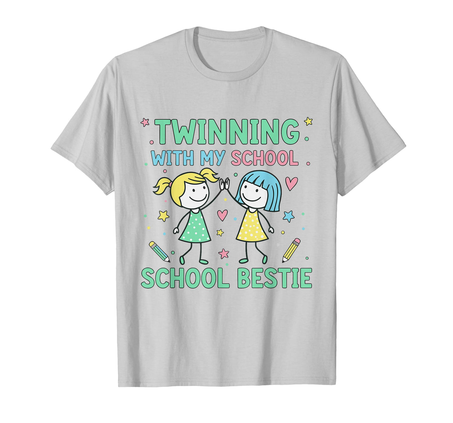 Twinning with My School Bestie Cute Matching Friend Twin Day T-Shirt