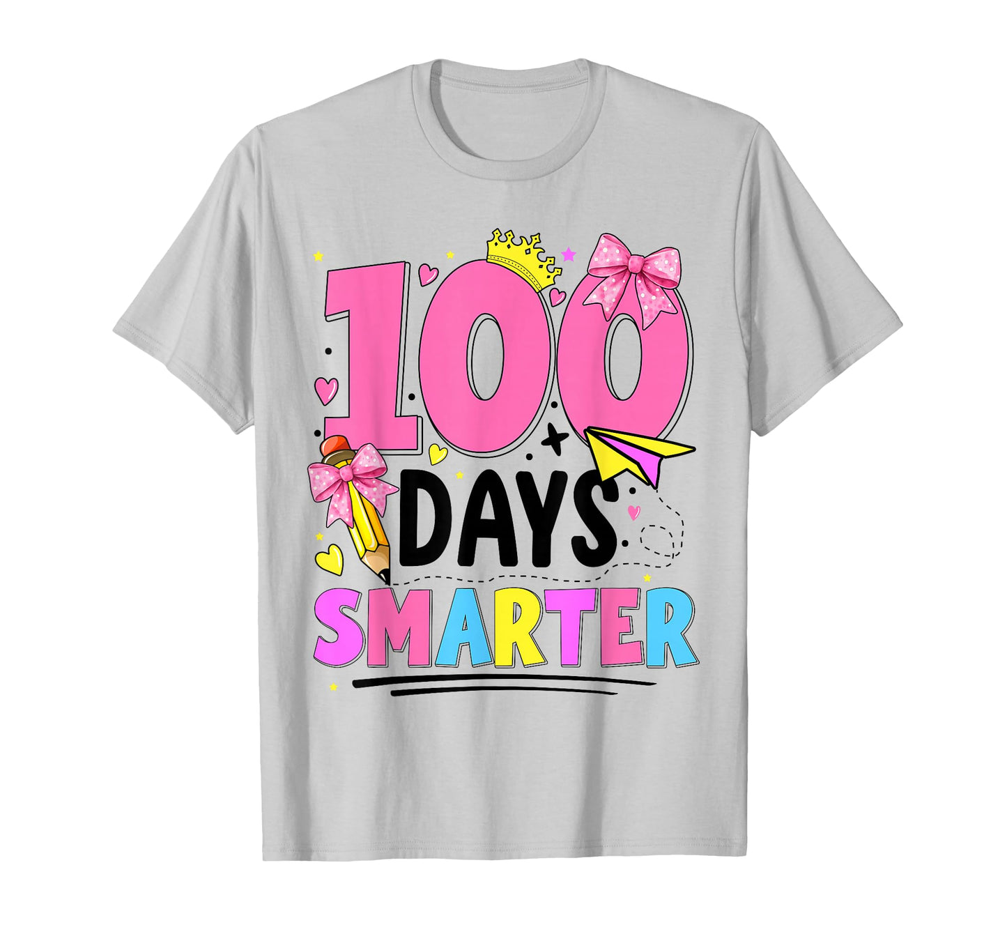 Girls 100 Days of School Coquette Bow 100th Day of School T-Shirt