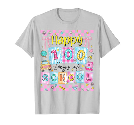 Happy 100 Days of School Coquette 100th Day of School Girls T-Shirt