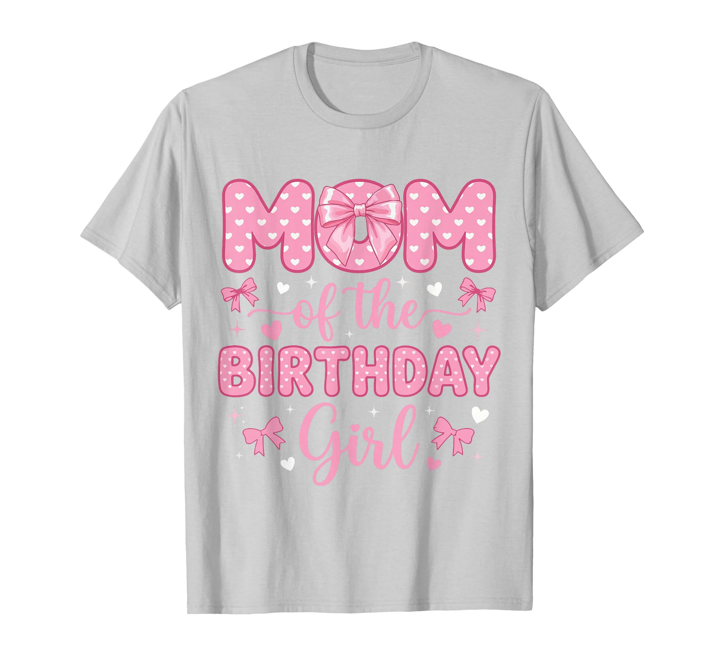 Mom of The Birthday Girl Coquette Bow Party Family Matching T-Shirt