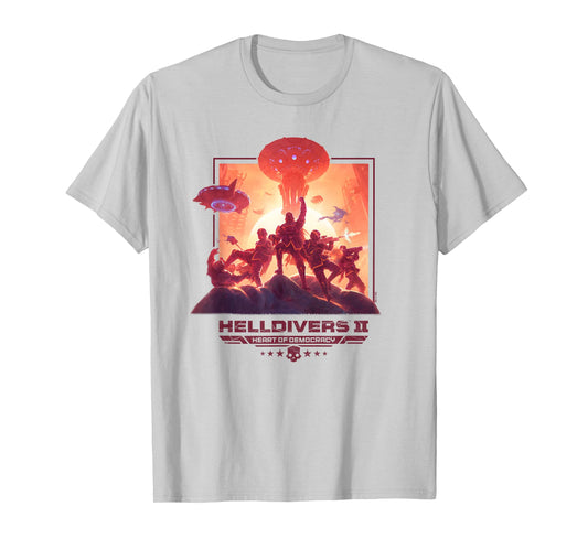 Helldivers 2 Heart of Democracy Poster Art Video Game T-Shirt