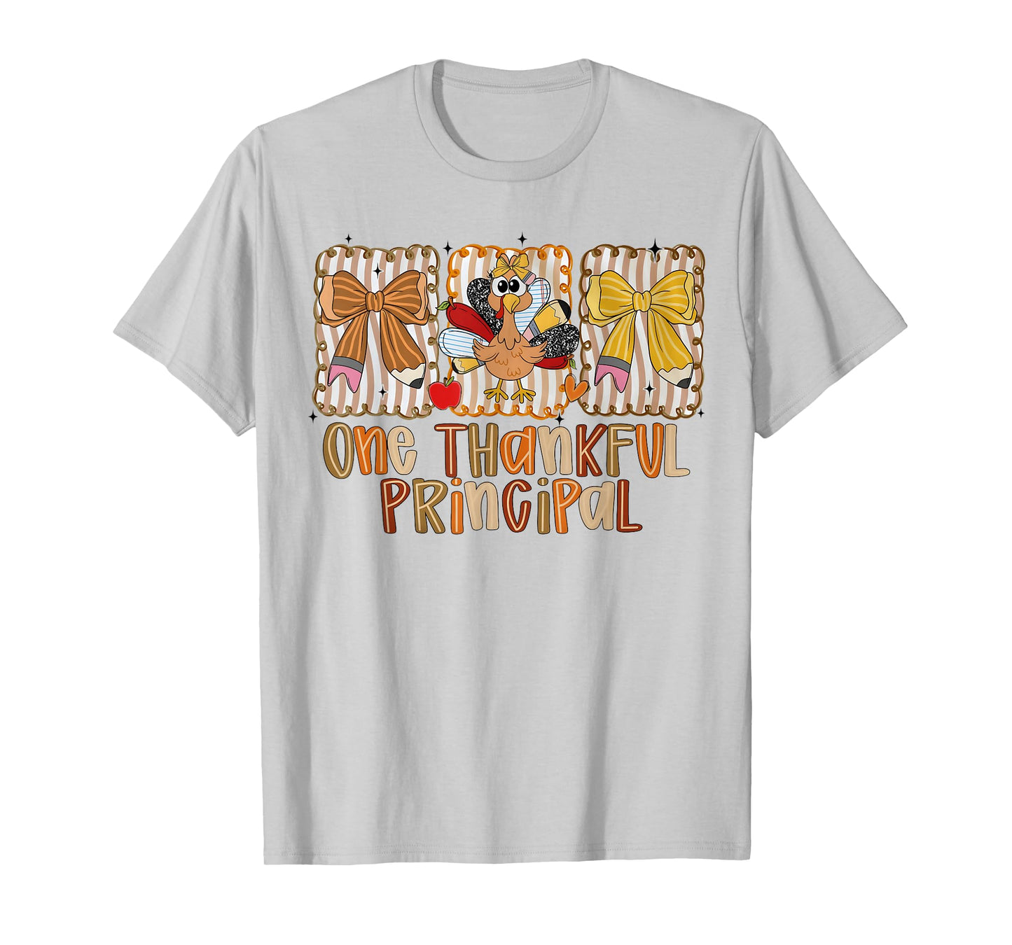 Preppy One Thankful Principal Thanksgiving Turkey Pumpkin T-Shirt