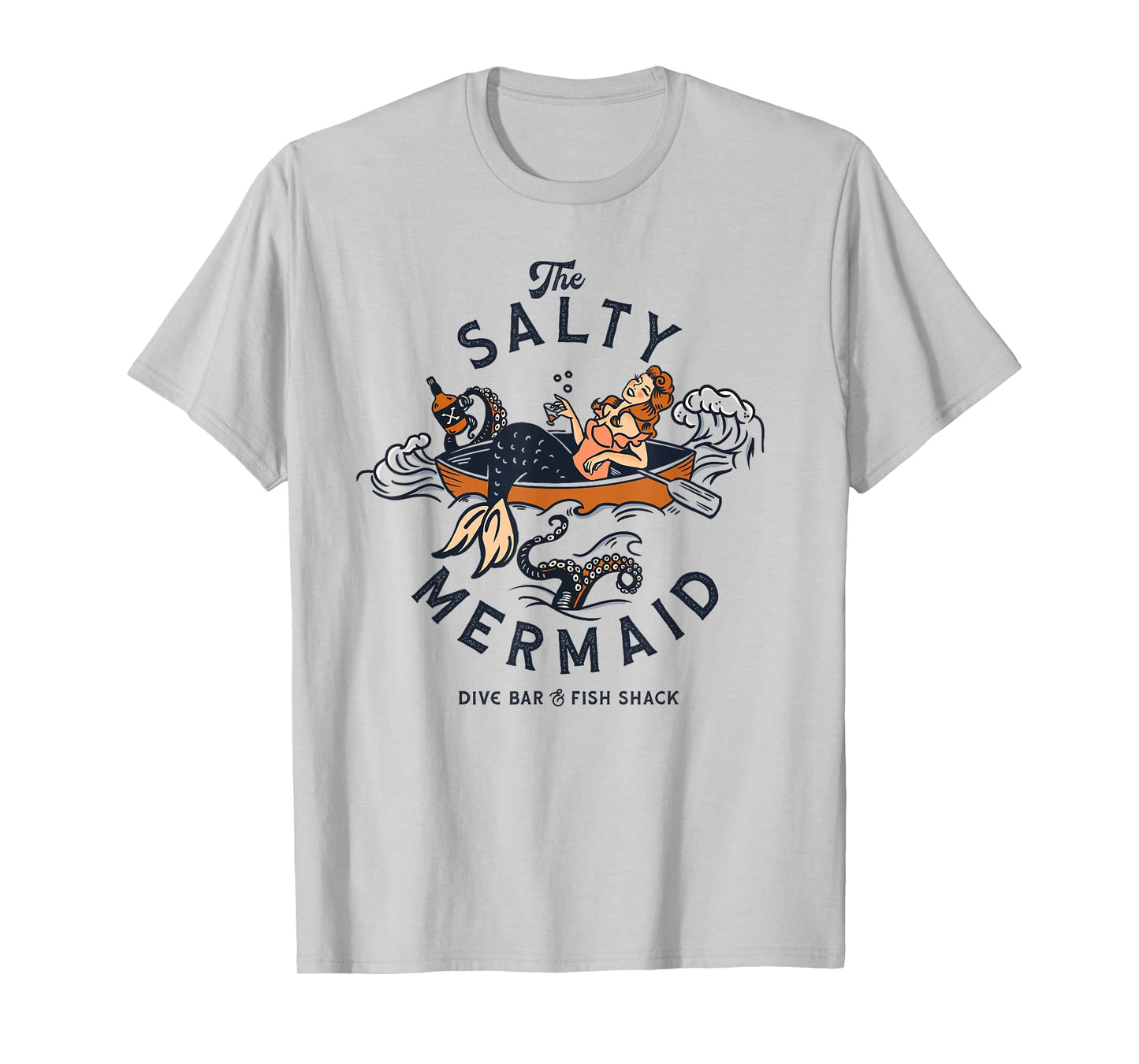 Mermaid Dive Bar & Salty Fish Shack. Vintage Pinup Art Shirt T-Shirt