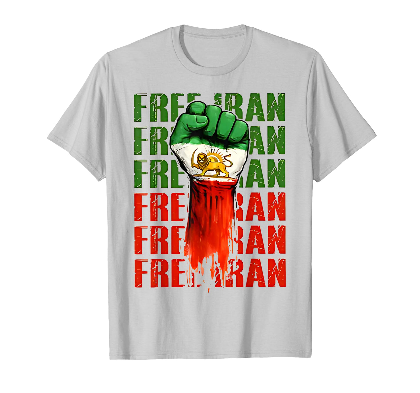 Free Iran Symbol Flag Heartbeat Freedom Love T-Shirt