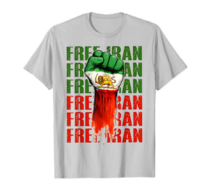 Free Iran Symbol Flag Heartbeat Freedom Love T-Shirt