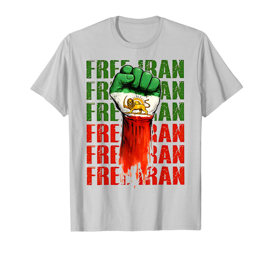 Free Iran Symbol Flag Heartbeat Freedom Love T-Shirt