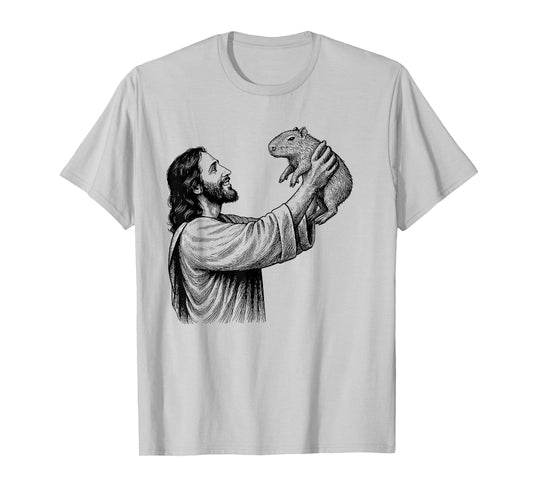 Jesus Holding Capybara Christian T-Shirt
