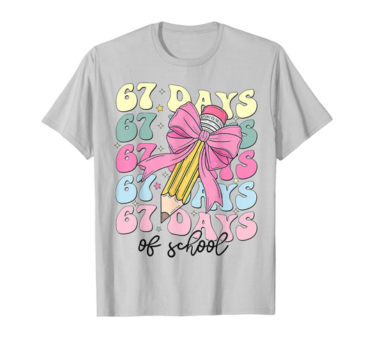 67 Days of School Girls Coquette Bow 67th Day of School T-Shirt