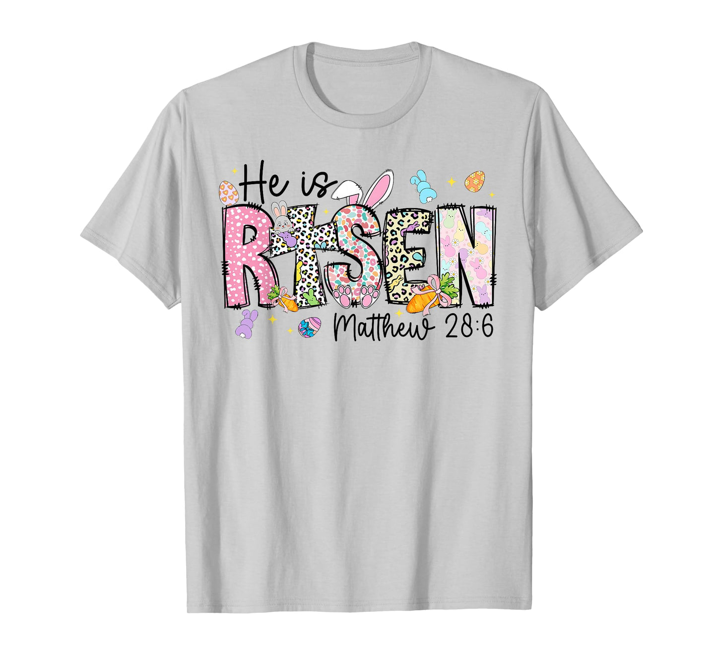 Happy Easter He is Risen Jesus Matthew 28:6 Women Kids Girls T-Shirt
