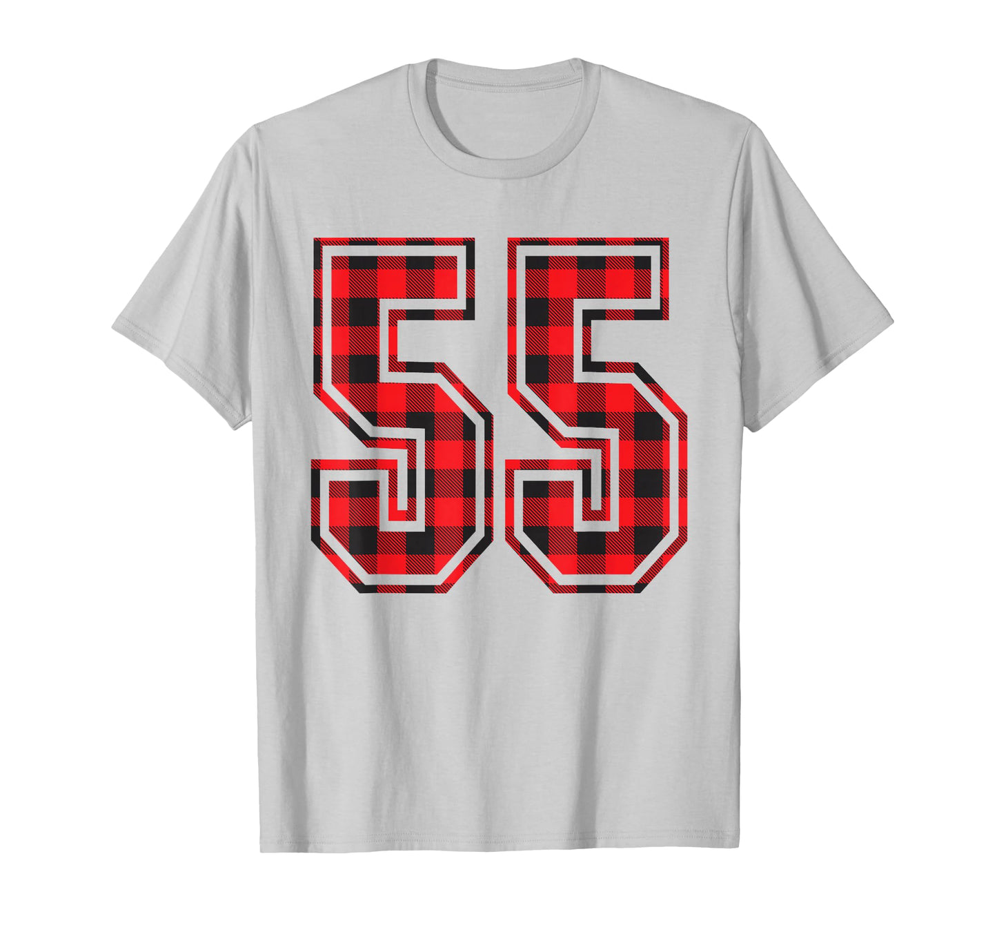 Cute Number 55 Christmas Red Plaid Pattern #55 Unform Jersey T-Shirt